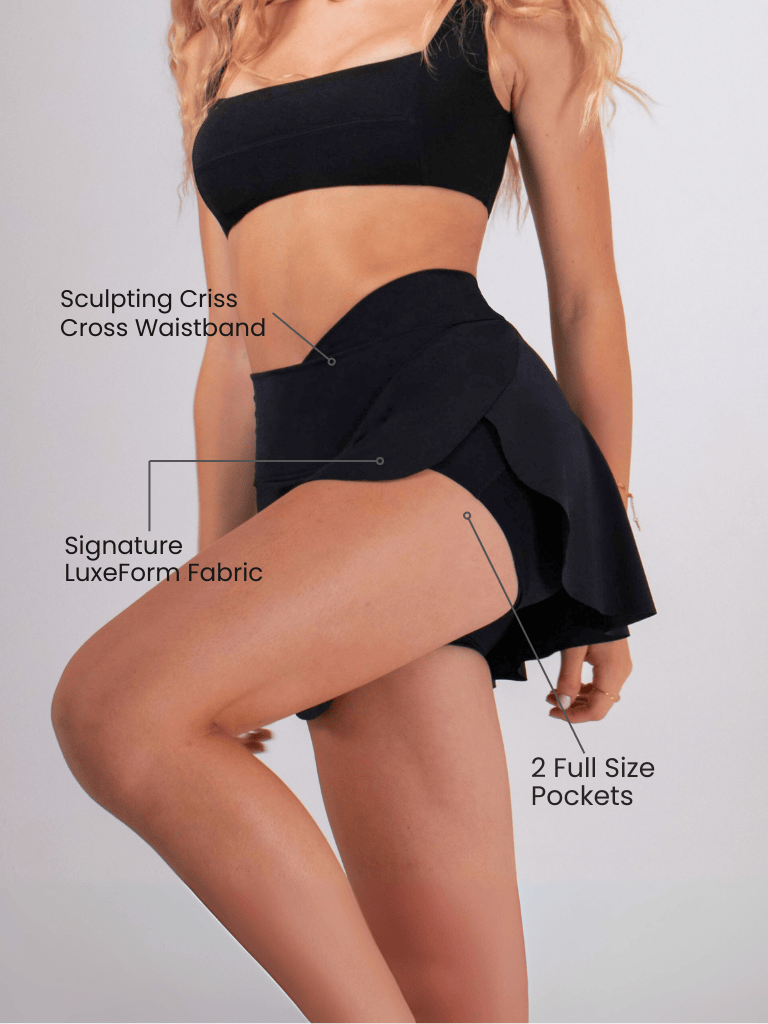 Load image into Gallery viewer, Runner's Athletics - Hot Girl Athletic Skort with Pockets in LuxeForm (Black)
