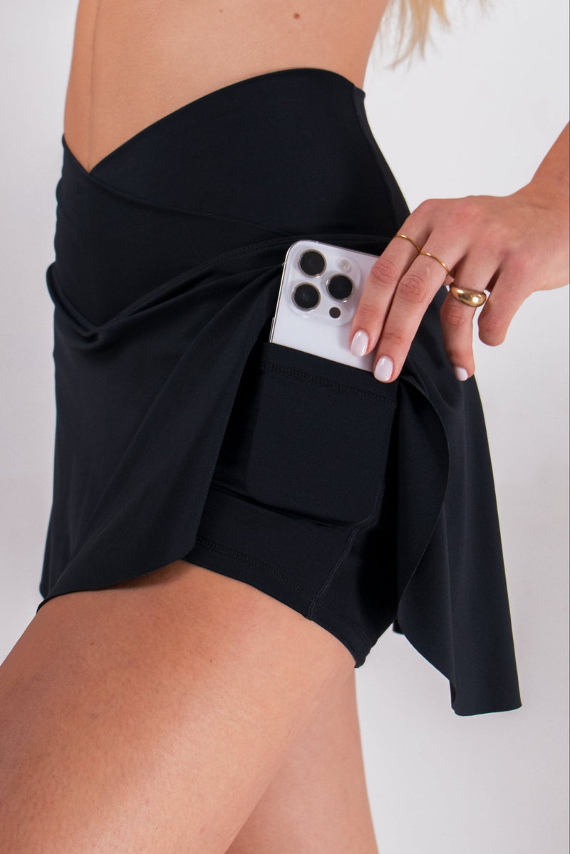 Load image into Gallery viewer, Runner's Athletics - Hot Girl Athletic Skort with Pockets in LuxeForm (Black)
