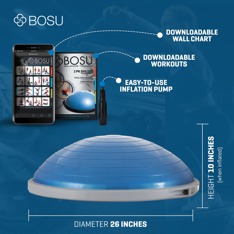 Load image into Gallery viewer, Bosu Pro Multifunctional Home Gym 26” Strength Trainer Ball Balance Board, Blue
