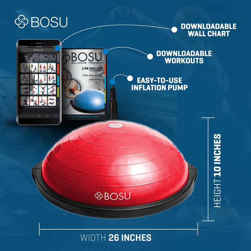Load image into Gallery viewer, Bosu 72-10850 Home Gym The Original Balance Trainer 65 cm Diameter, Red &amp; Black
