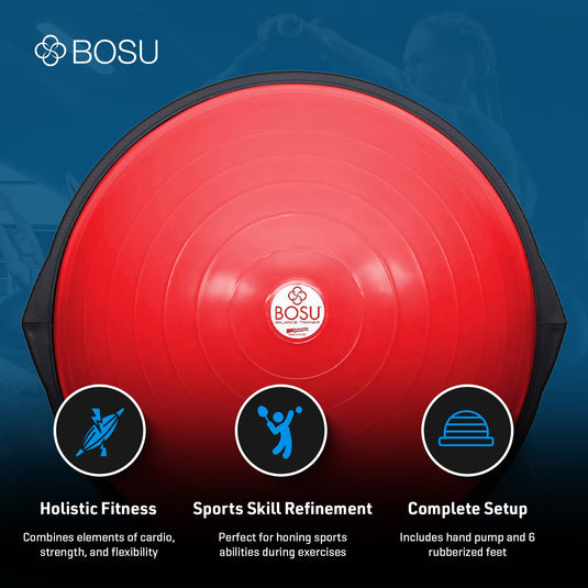 Bosu 72-10850 Home Gym The Original Balance Trainer 65 cm Diameter, Red & Black