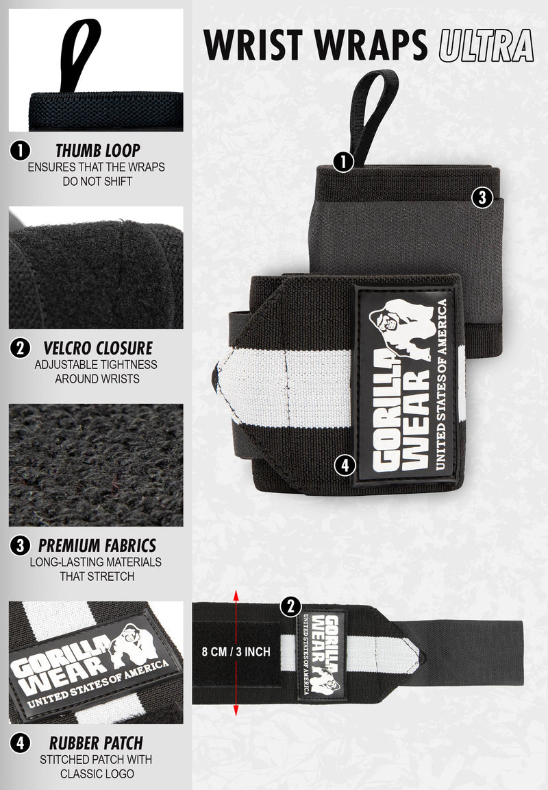 Load image into Gallery viewer, Wrist Wraps Ultra - Black/White

