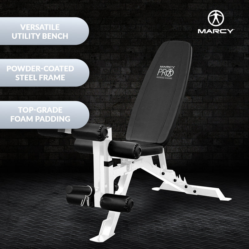 Load image into Gallery viewer, Marcy Powder Coated Steel Home Gym Multipurpose Adjustable Weight Bench, White
