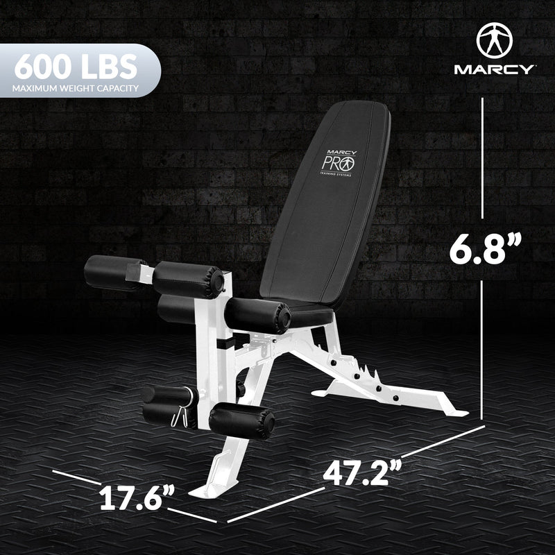 Load image into Gallery viewer, Marcy Powder Coated Steel Home Gym Multipurpose Adjustable Weight Bench, White

