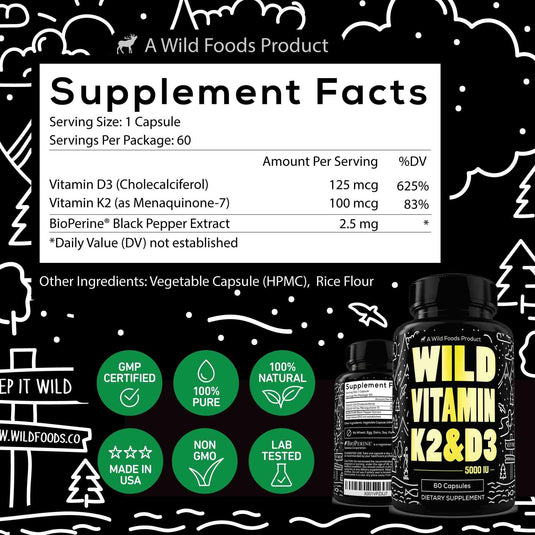 Wild Foods - Power Bundle: Magnesium + K2 & D3 - Vitamins & Supplements