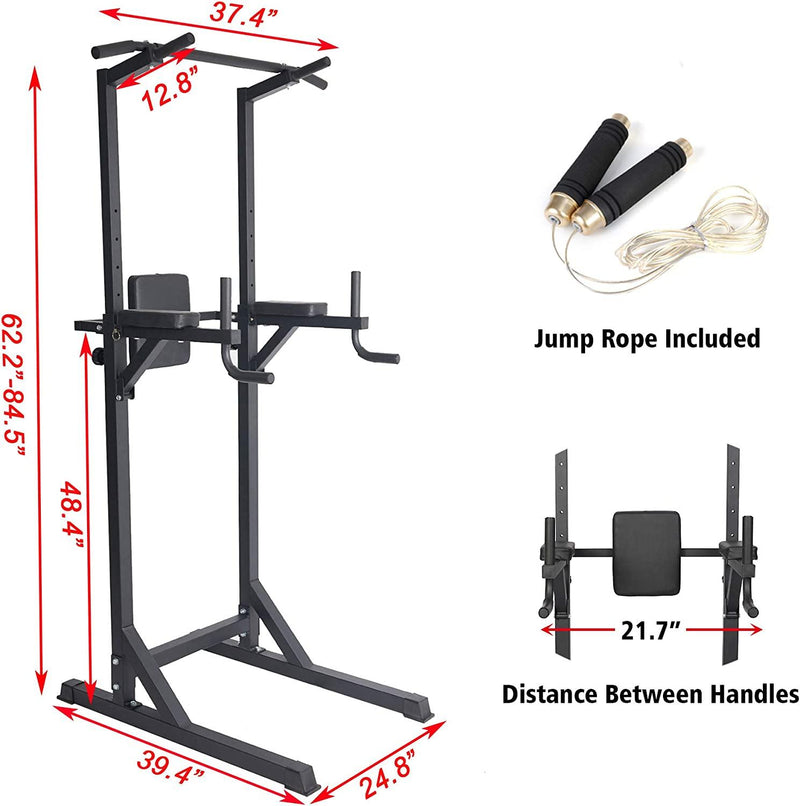 Load image into Gallery viewer, Strength Power Tower Dip Station Pull Up Bar Workout Equipment, Adjustable Height 62.2&quot; to 84.5&quot;, Holds Up to 660LBS
