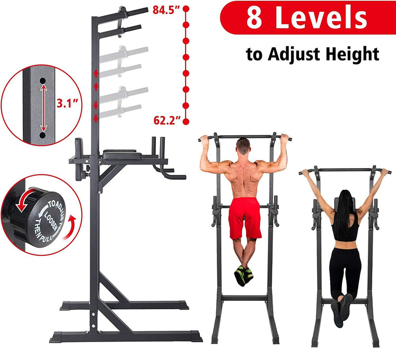 Load image into Gallery viewer, Strength Power Tower Dip Station Pull Up Bar Workout Equipment, Adjustable Height 62.2&quot; to 84.5&quot;, Holds Up to 660LBS
