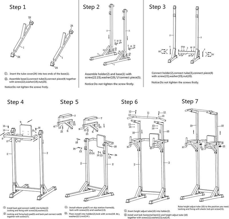 Load image into Gallery viewer, Strength Power Tower Dip Station Pull Up Bar Workout Equipment, Adjustable Height 62.2&quot; to 84.5&quot;, Holds Up to 660LBS
