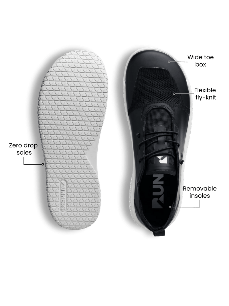 Load image into Gallery viewer, Runner's Athletics - Barefoot Training Shoes Zero Drop - Black | Wide Toe Box Minimalist Trainer
