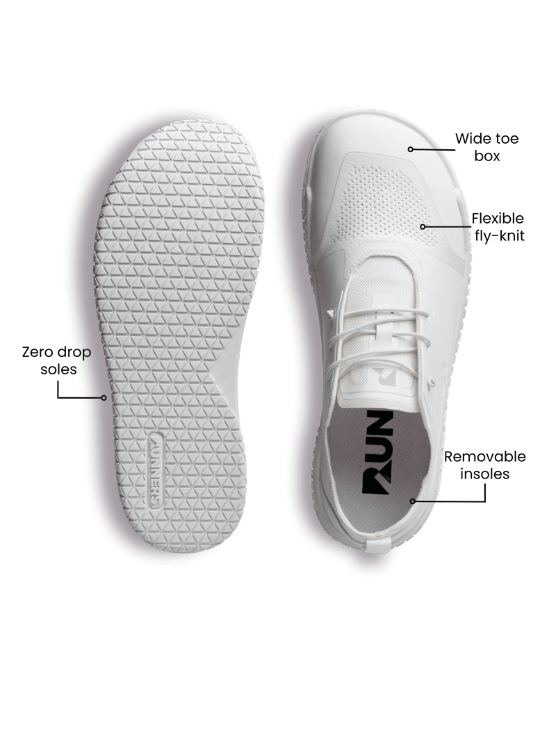Load image into Gallery viewer, Runner's Athletics - Barefoot Training Shoes Zero Drop - White | Wide Toe Box Minimalist Trainer
