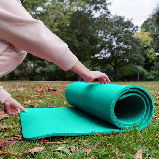 BalanceFrom Fitness GoCloud 1" Extra Thick Exercise Mat w/Carrying Strap, Green