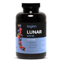 Load image into Gallery viewer, Legion Athletics Lunar Sleep Aid bottle - 3g glycine, 500mcg melatonin, 400mg L-theanine, and 100mg GABA per serving, naturally sweetened
