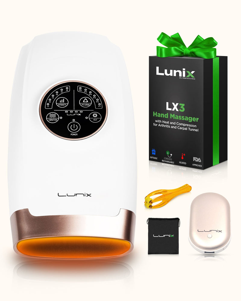 Load image into Gallery viewer, Lunix - LX3 Carpal Tunnel &amp; Wrist Pain Relief Device, Heated Air Compression Hand Massager, Lunar White
