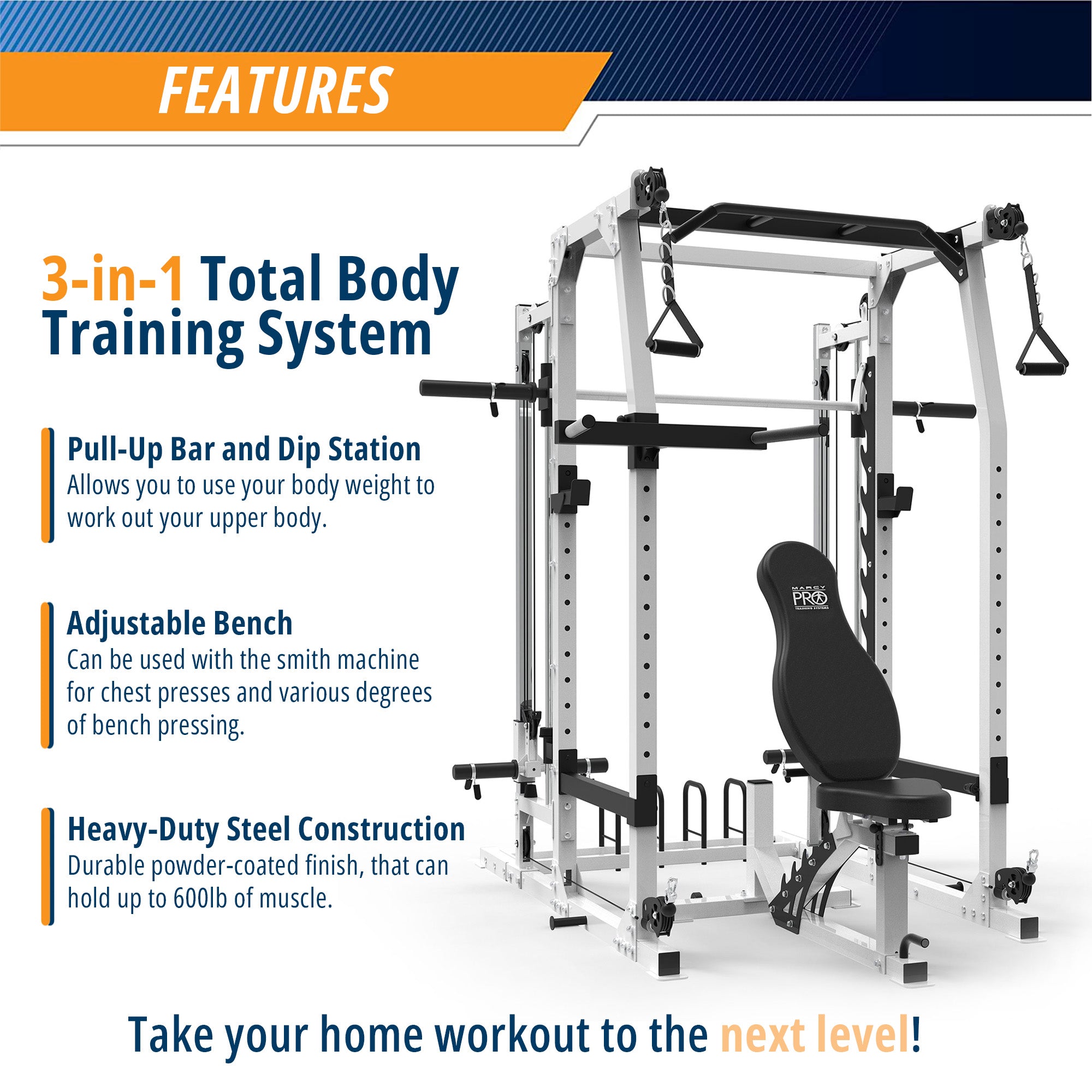 Marcy SM-7362 Pro Smith Machine Home Gym System for Full Body Training ...