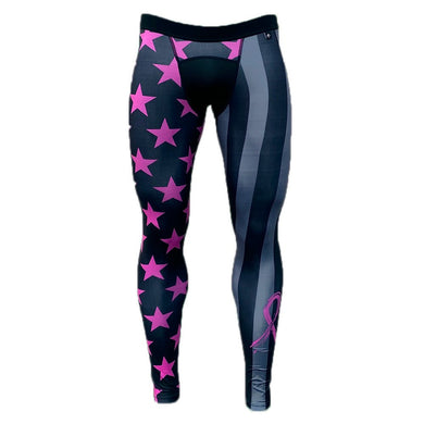 Elite Athletic Gear - Shadow Usa Flag - Breast Cancer Awareness Compression Tights