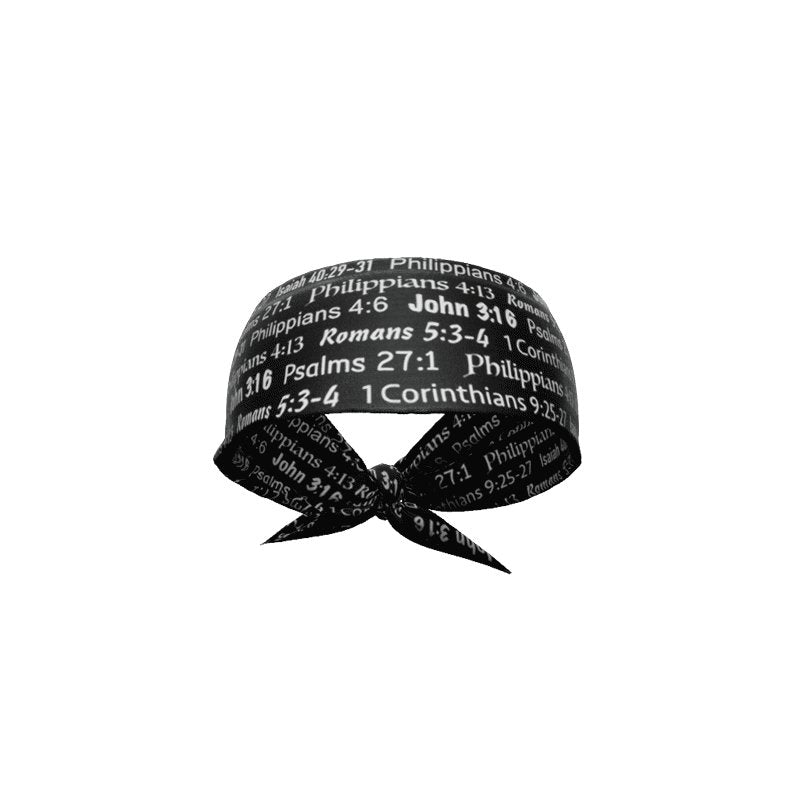 Load image into Gallery viewer, Elite Athletic Gear - Black Bible Verse Tie Headband
