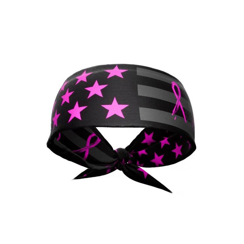 Load image into Gallery viewer, Elite Athletic Gear - Shadow USA Flag - Breast Cancer Awareness Tie Headband
