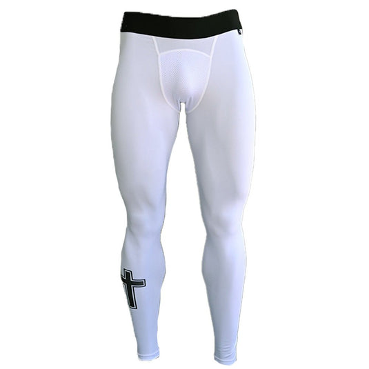 Elite Athletic Gear - Faith Cross White Compression Tights