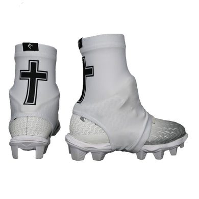 Elite Athletic Gear - Faith Cross White Cleat Covers