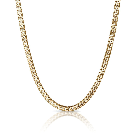 Elite Athletic Gear - 6mm Cuban Link Chain Necklace - 14K Gold Plated Stainless Steel
