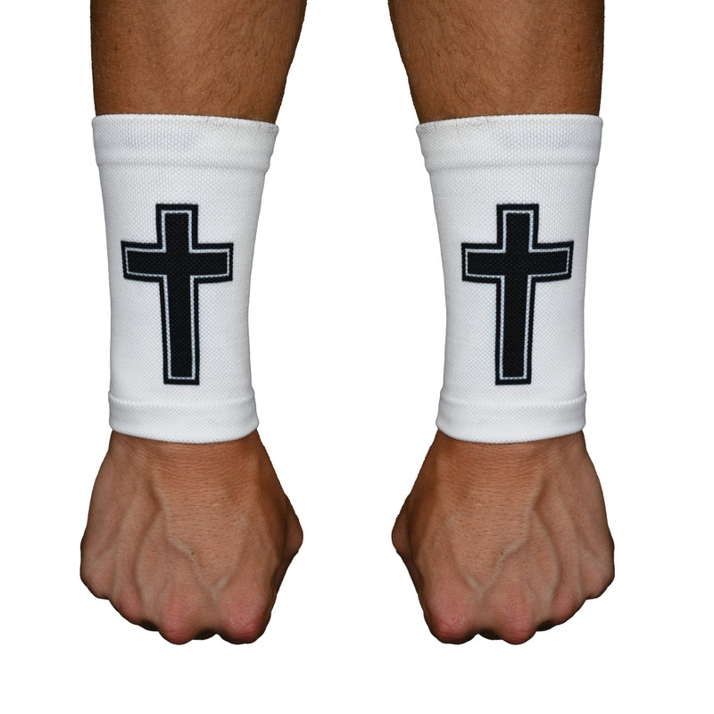 Load image into Gallery viewer, Elite Athletic Gear - Faith Cross White Wrist Support Sleeves
