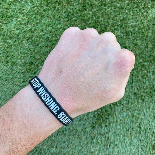Elite Athletic Gear - Stop Wishing. Start Working. Wristband.