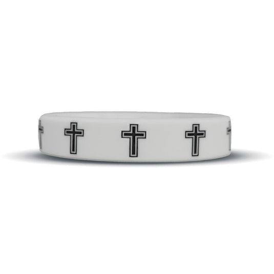 Elite Athletic Gear - Faith Cross White Wristband