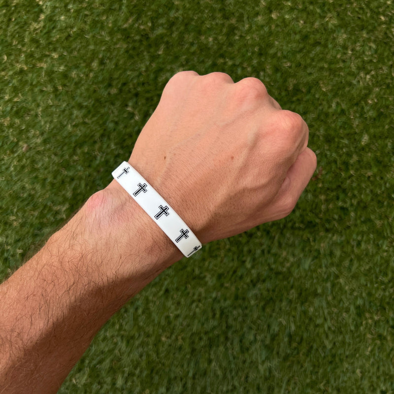 Load image into Gallery viewer, Elite Athletic Gear - Faith Cross White Wristband
