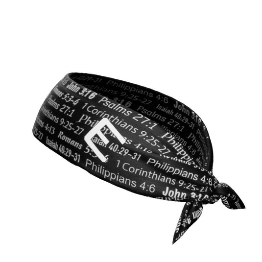 Elite Athletic Gear - Black Bible Verse Tie Headband