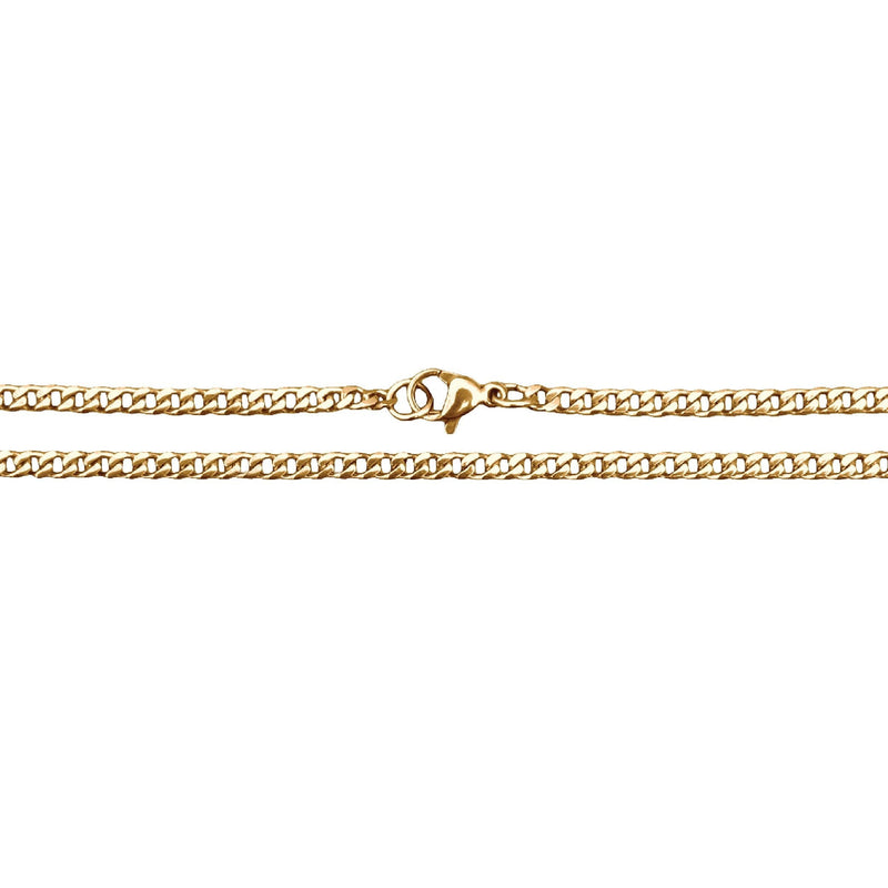 Load image into Gallery viewer, Elite Athletic Gear - 3mm Cuban Link Chain Necklace - 14K Gold Plated Stainless Steel
