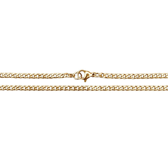 Elite Athletic Gear - 3mm Cuban Link Chain Necklace - 14K Gold Plated Stainless Steel