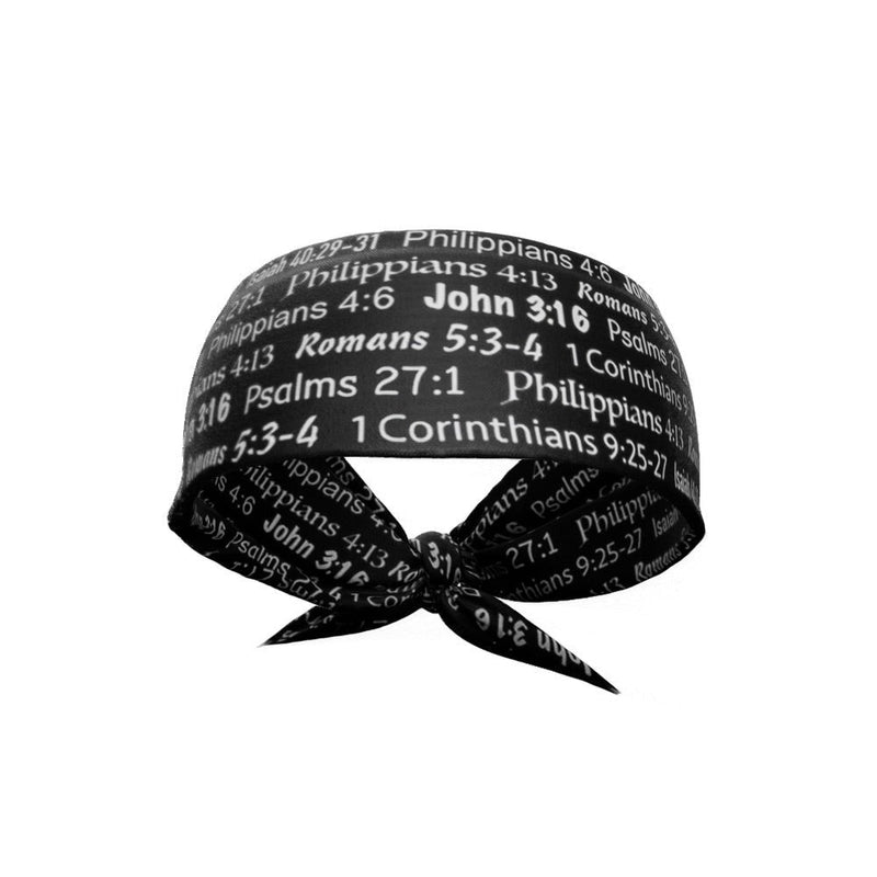 Load image into Gallery viewer, Elite Athletic Gear - Black Bible Verse Tie Headband
