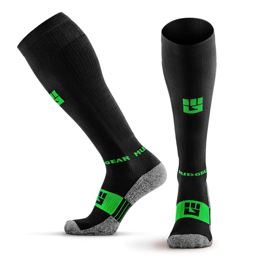 Mudgear - Tall Compression Socks (Black/Green)