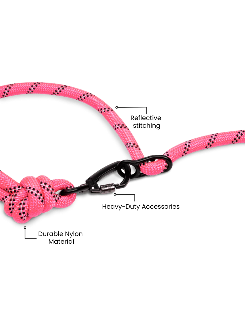 Load image into Gallery viewer, Runner's Athletics - Neon Pink Runners Hands Free Dog Leash
