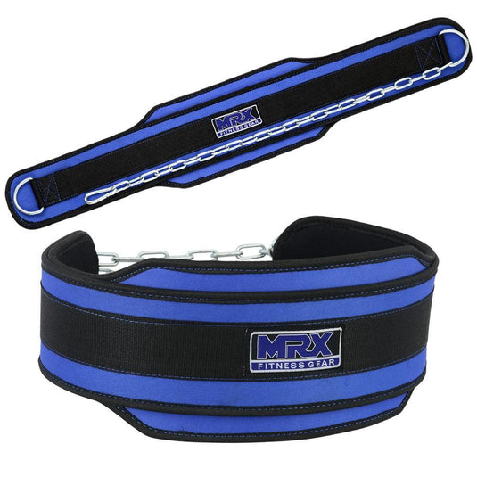 MRX - Weight Lifting Nylon Dip Belt With Metal Chain Bodybuilding Gym Workout