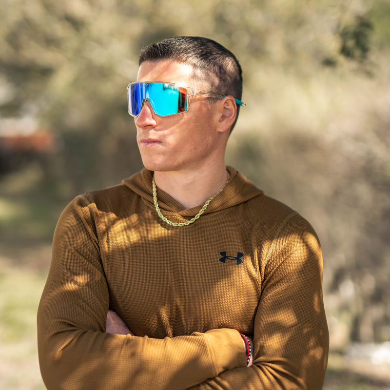 Load image into Gallery viewer, Elite Athletic Gear - FLARE - Crystal Blue Polarized Sunglasses
