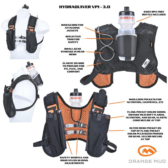 Orange Mud - HydraQuiver Vest Pack 1 - 3.0: Ideal for road and trail running, and triathlon.