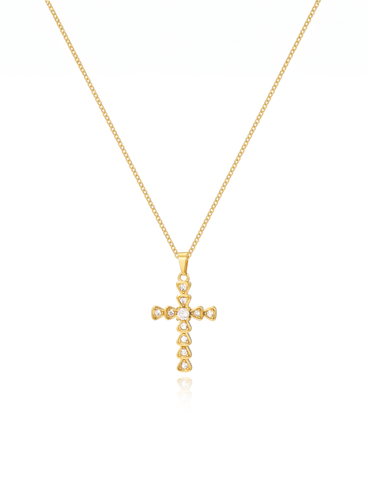 HolStrength - Studded Cross Pendant Necklace