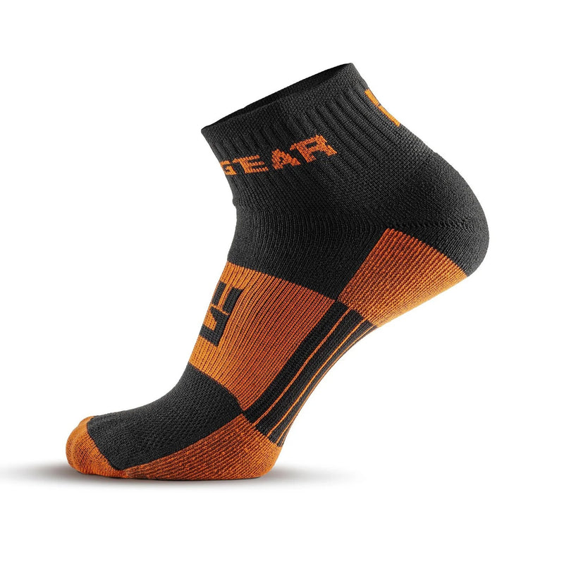 Load image into Gallery viewer, MudGear - Quarter Crew Trail Socks (Black/Orange, 2-Pair Pack)
