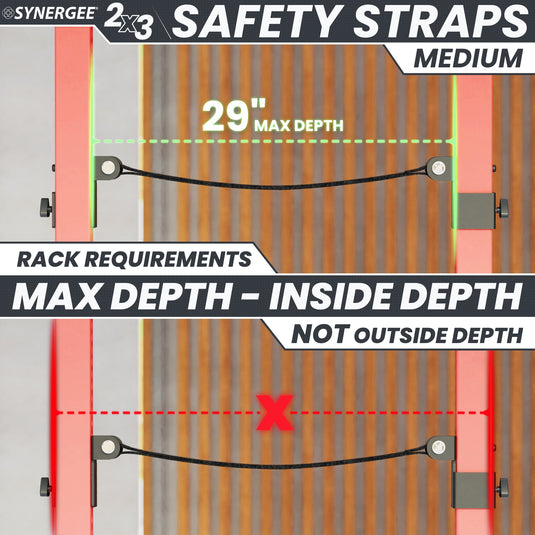 Synergee - Power Rack Safety Straps (2x2 / 2x3 Sizes)