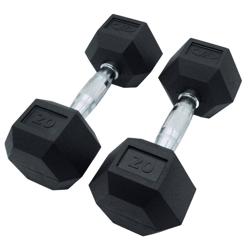 Load image into Gallery viewer, Valor Fitness - Rubber Coated Hex Dumbbells (3-70lbs)
