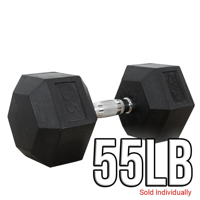 Load image into Gallery viewer, Valor Fitness - Rubber Coated Hex Dumbbells (3-70lbs)
