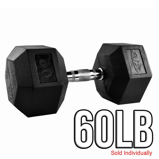 Valor Fitness - Rubber Coated Hex Dumbbells (3-70lbs)