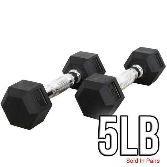 Valor Fitness - Rubber Coated Hex Dumbbells (3-70lbs)