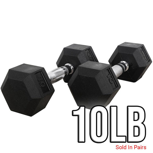 Valor Fitness - Rubber Coated Hex Dumbbells (3-70lbs)