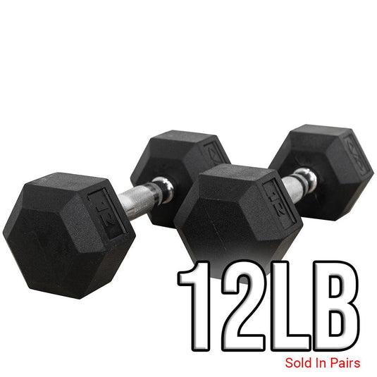 Valor Fitness - Rubber Coated Hex Dumbbells (3-70lbs)