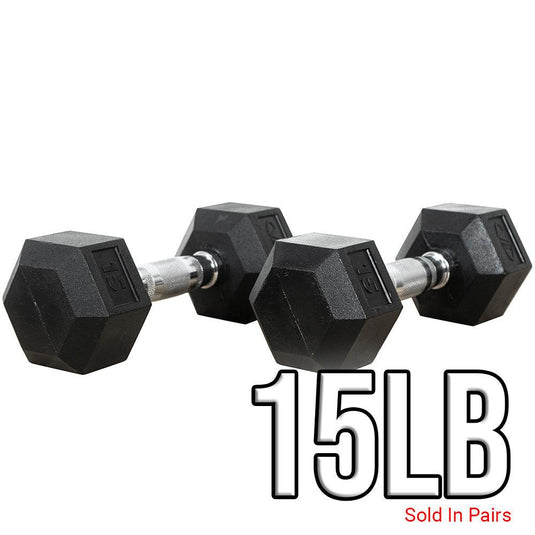 Valor Fitness - Rubber Coated Hex Dumbbells (3-70lbs)