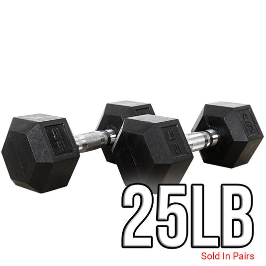 Valor Fitness - Rubber Coated Hex Dumbbells (3-70lbs)