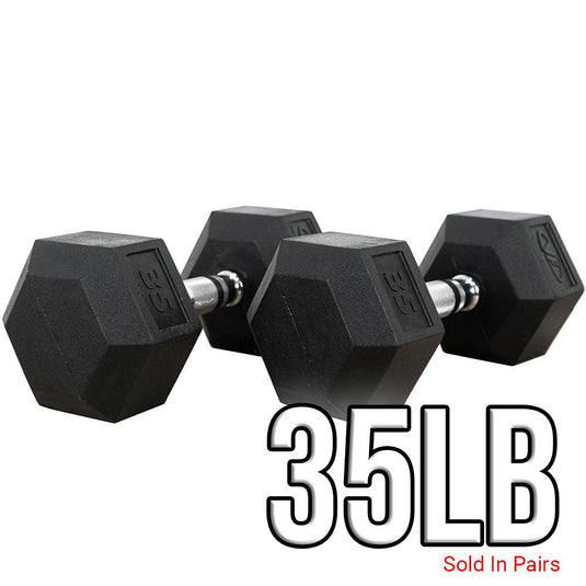 Valor Fitness - Rubber Coated Hex Dumbbells (3-70lbs)
