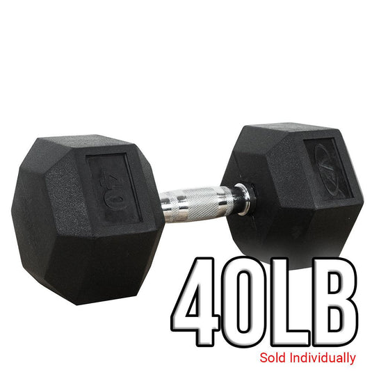 Valor Fitness - Rubber Coated Hex Dumbbells (3-70lbs)